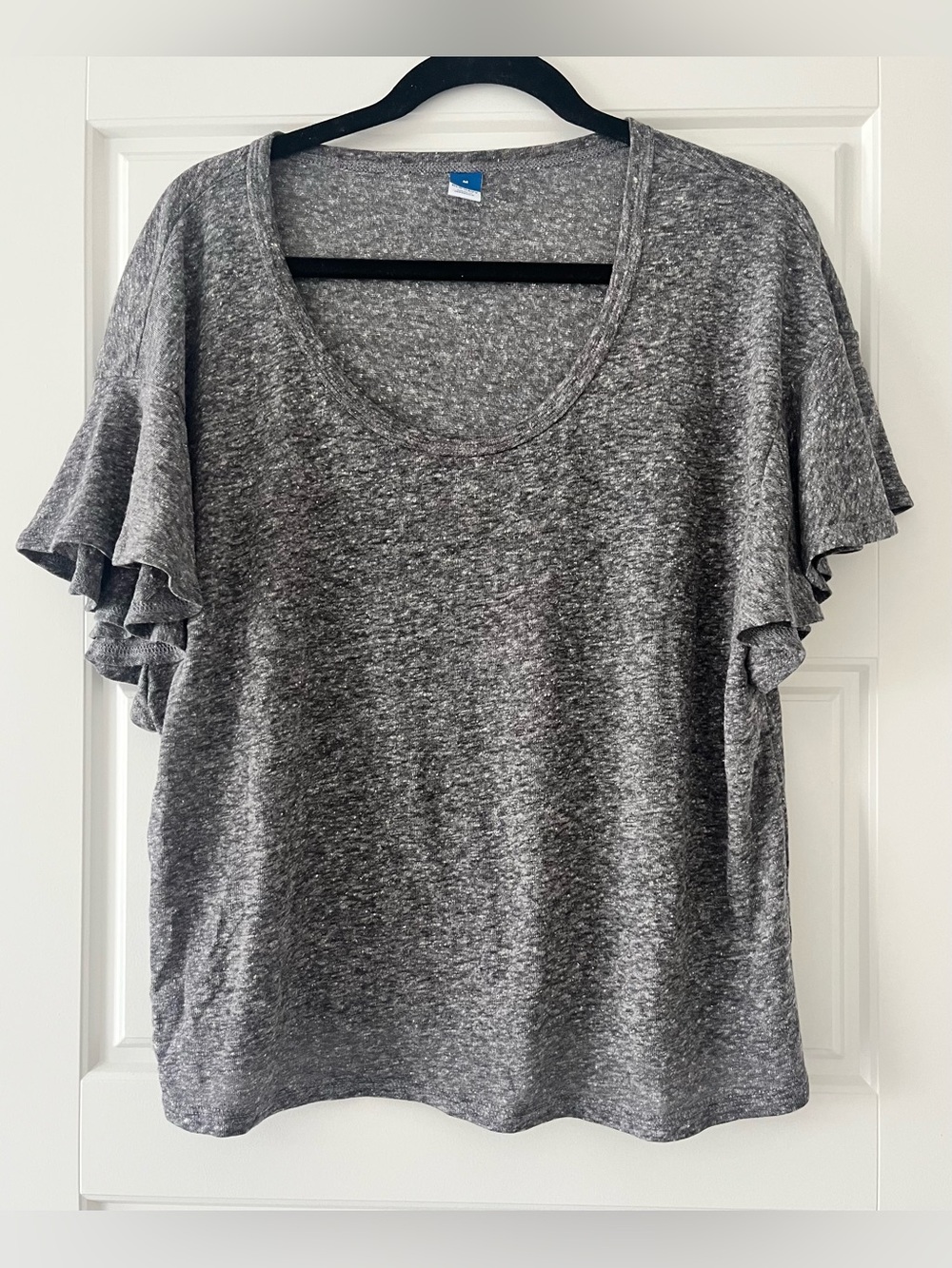 Old Navy Gray Ruffle Sleeve Scoop Neck Tee